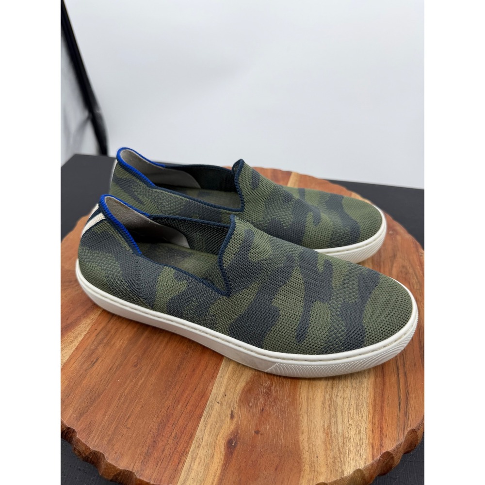 Rothy's The Sneaker Slip On Women 7 Green Camo Knit Sustainable Washable Shoes